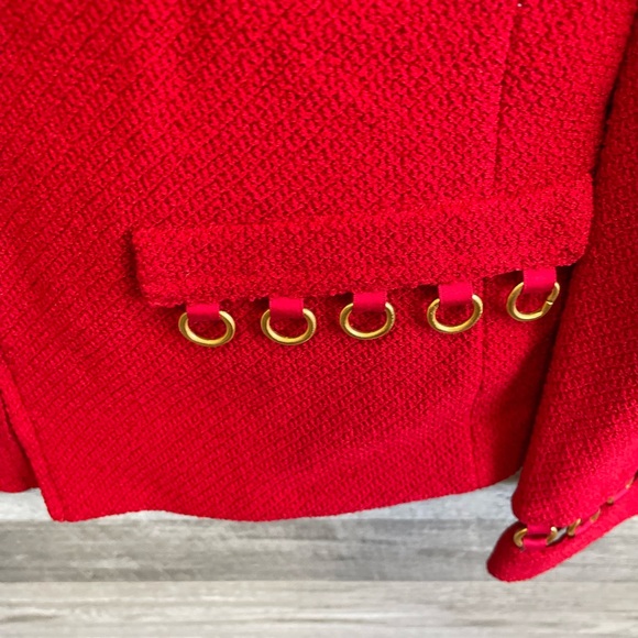 St. John collection vintage Red Jacket with Gold Accents sz 4 - Picture 5 of 6
